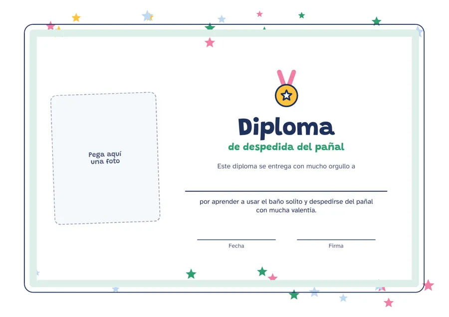 Diploma de despedida del pañal